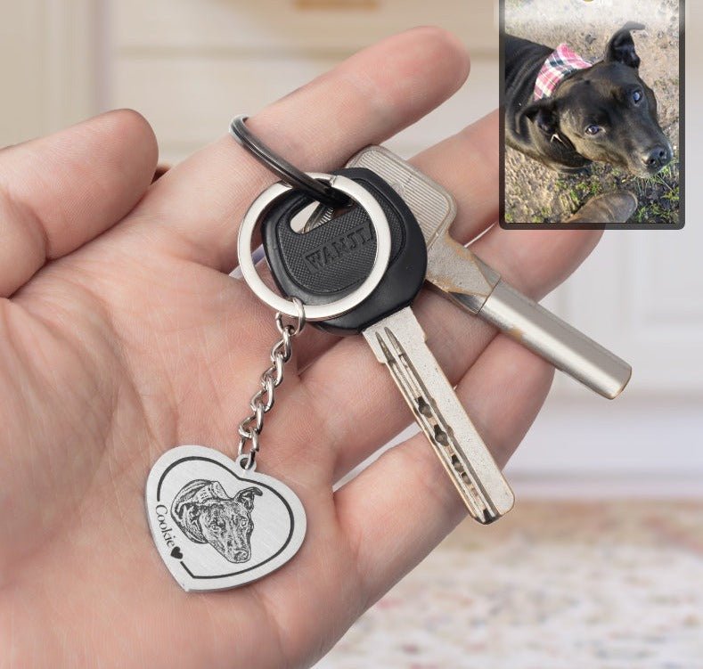 Silhouette dog heart keyring