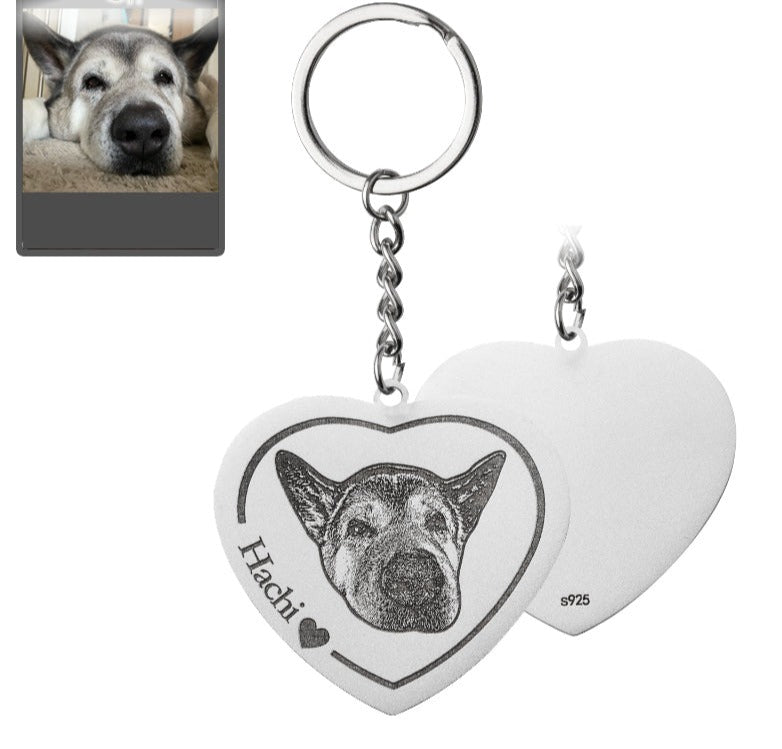 Silhouette dog heart keyring