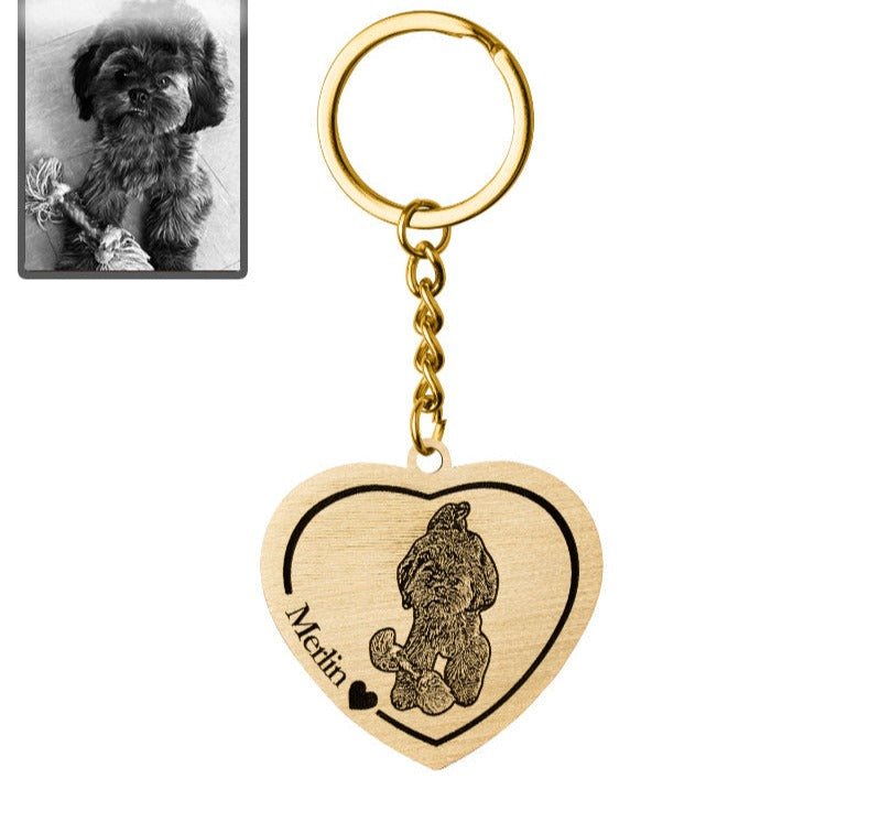 Silhouette dog heart keyring