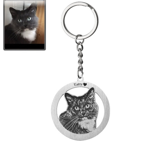 Porte-clés Silhouette de chat cercle